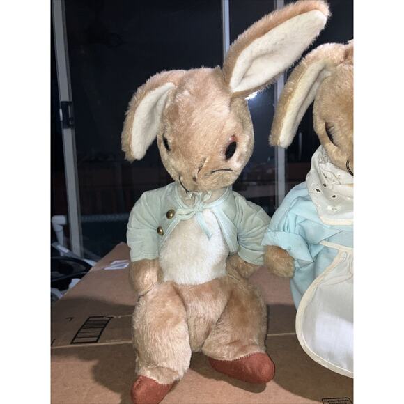 Beatrix Potter Mrs. Rabbit & Benjamin Bunny Big Eyes Vintage Toy Set, Lot of 2 - Picture 2 of 16